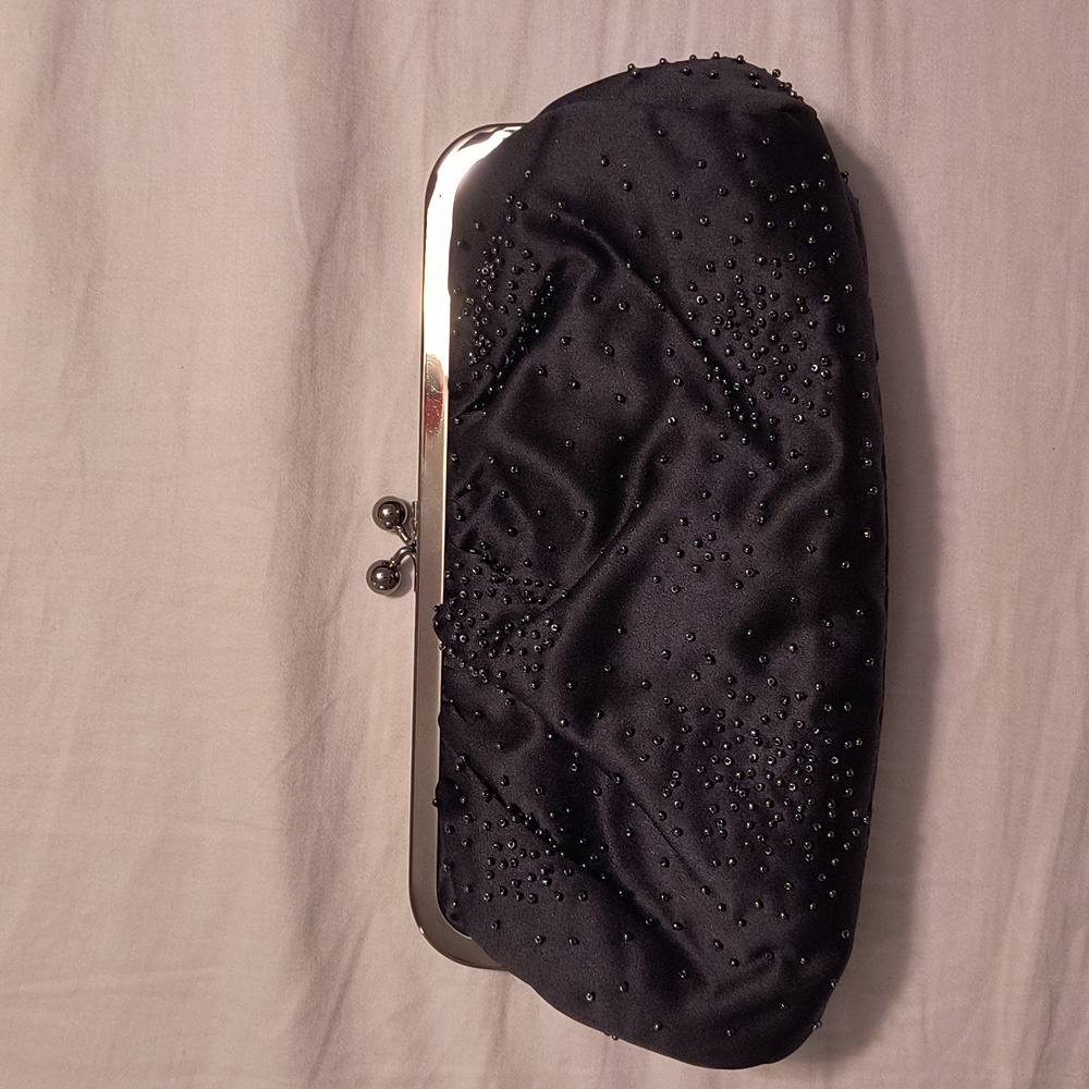 NWOT Express Black Beaded Clutch